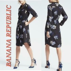 Banana Republic Long-Sleeve Tie-Waist Floral Shirt Dress